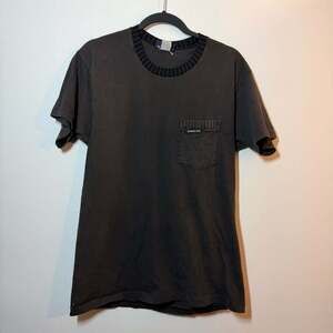 Members Only Pocket T-Shirt Vintage Black Striped Collar Size M